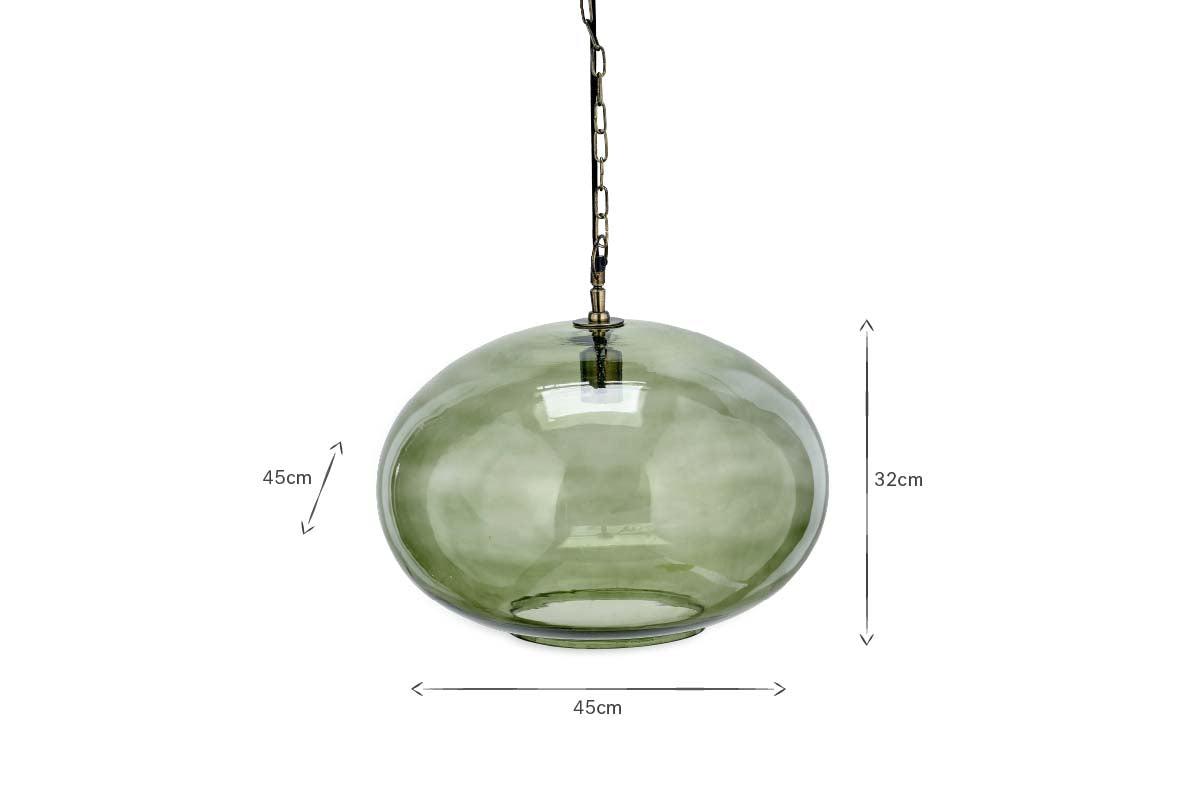 Otoro Recycled Glass Pendant - Green - Large Round