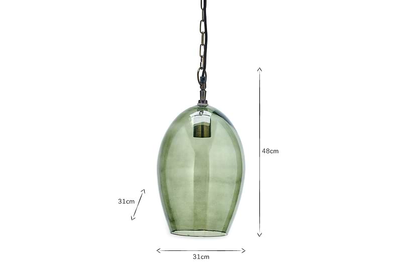 Otoro Recycled Glass Pendant - Green Smoke - Large Oval