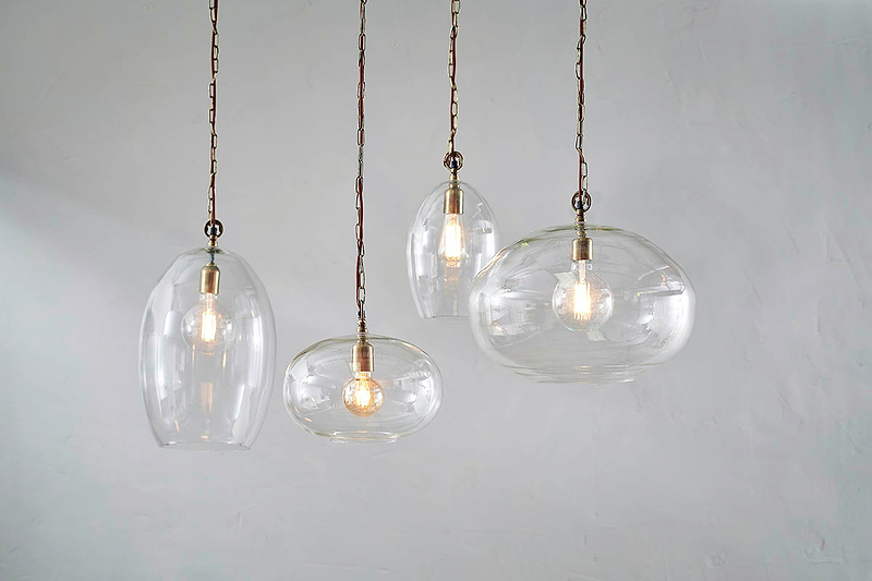 Otoro Recycled Glass Pendant - Clear Glass - Large Round