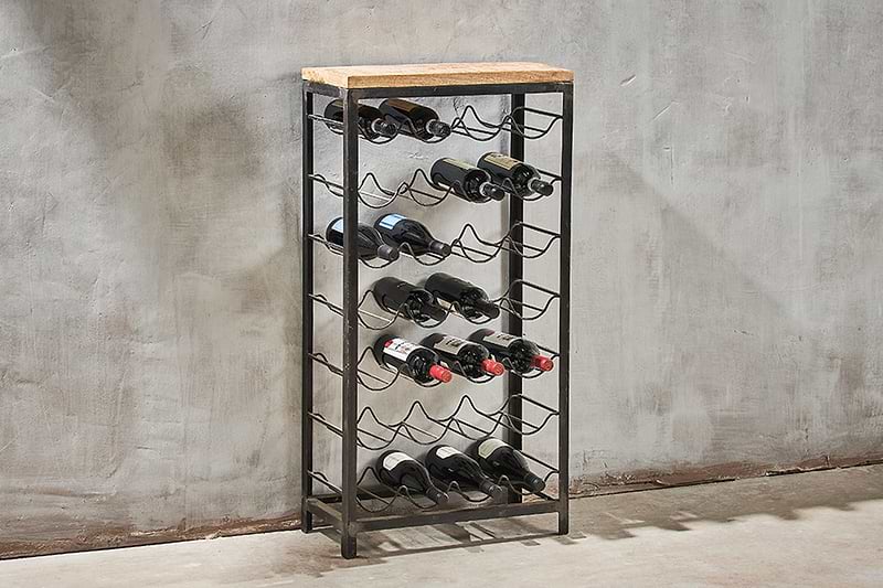 Obra Industrial Wine Rack - Mango Wood & Iron - Large