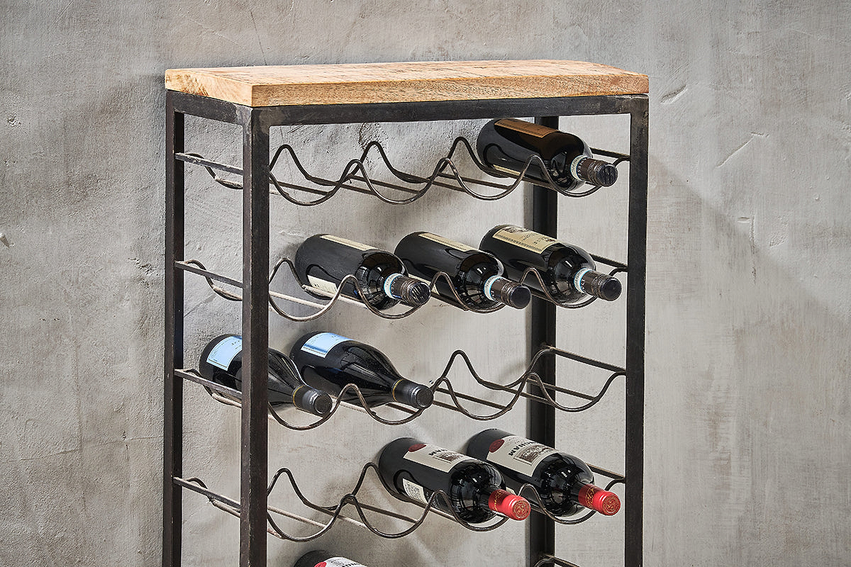 Handcrafted Sculptural Mango Wood 6-Bottle Wine Rack