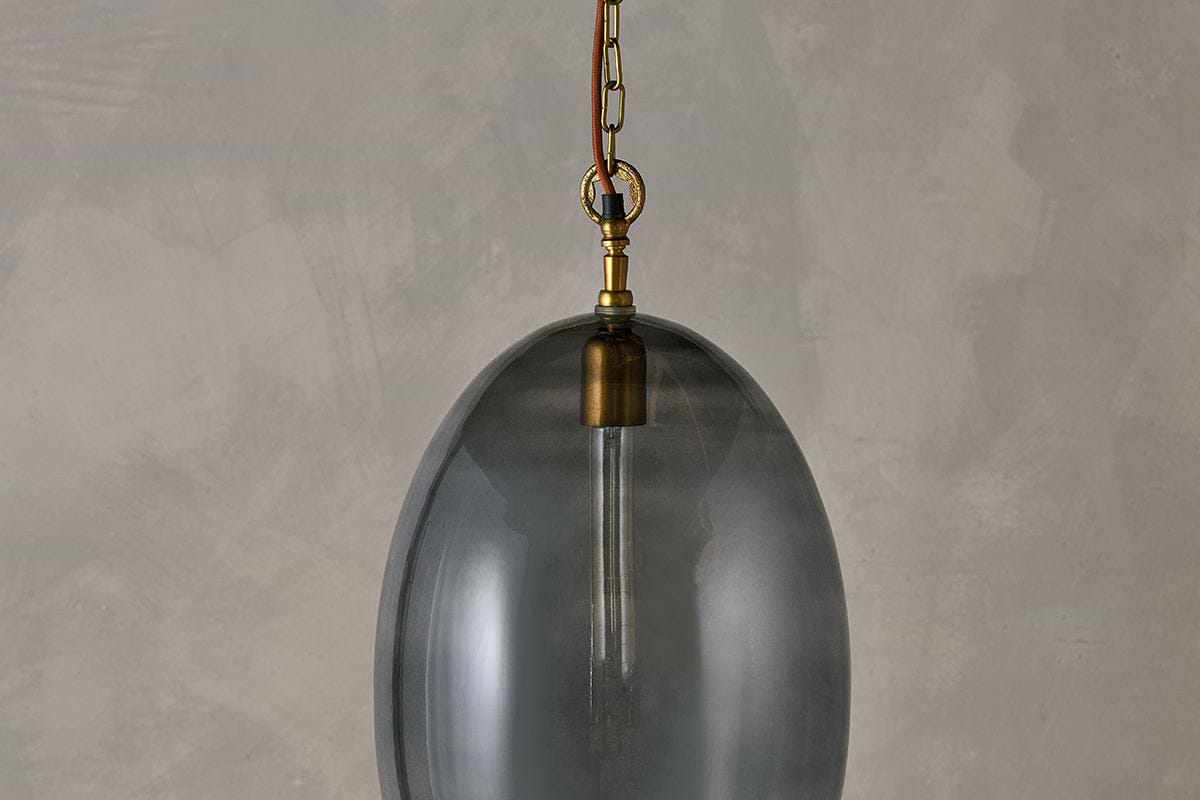 Otoro Recycled Glass Pendant - Smoke - Large Oval