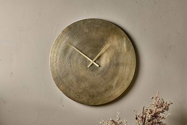 Okota Wall Hung Clock - Antique Brass - Large-nkuku