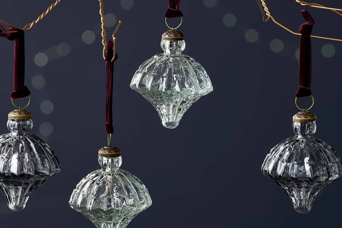 Onir Baubles - Clear & Slate Blue - (Set of 4)-nkuku