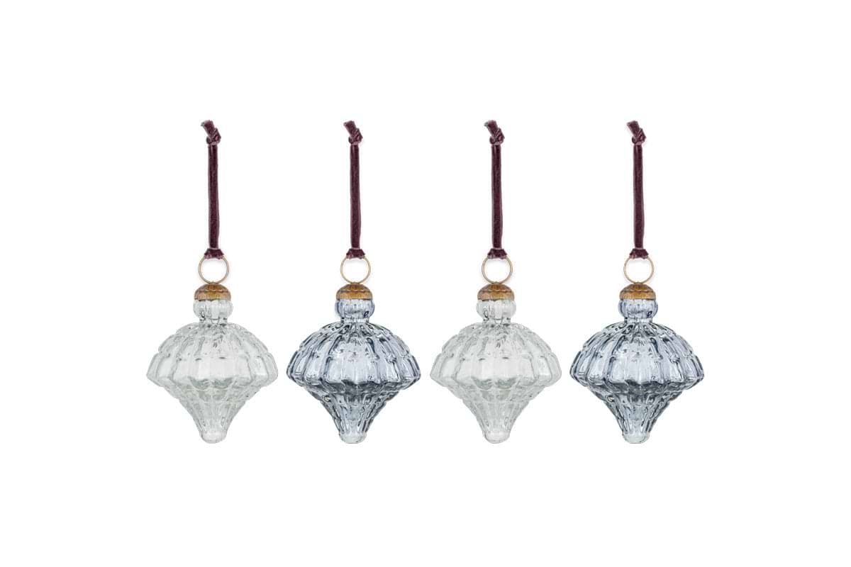 Onir Baubles - Clear & Slate Blue - (Set of 4)-nkuku