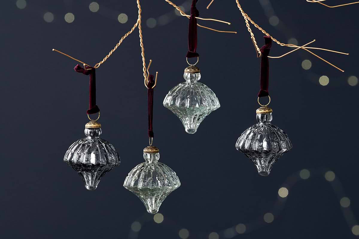 Onir Baubles - Clear & Slate Blue - (Set of 4)-nkuku