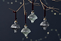 Onir Baubles - Clear & Slate Blue - (Set of 4)-nkuku