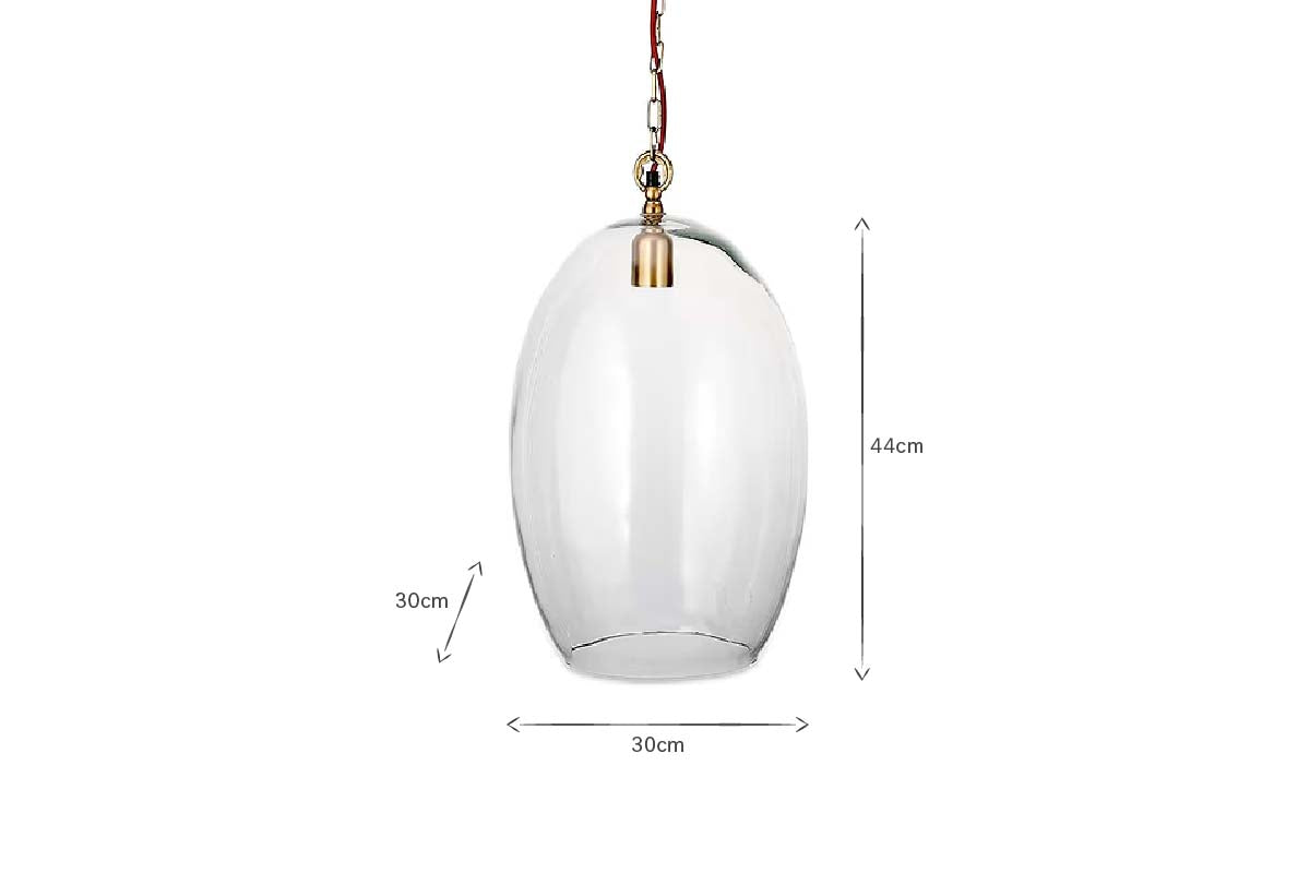 Otoro Recycled Glass Pendant - Clear - Large Oval-nkuku