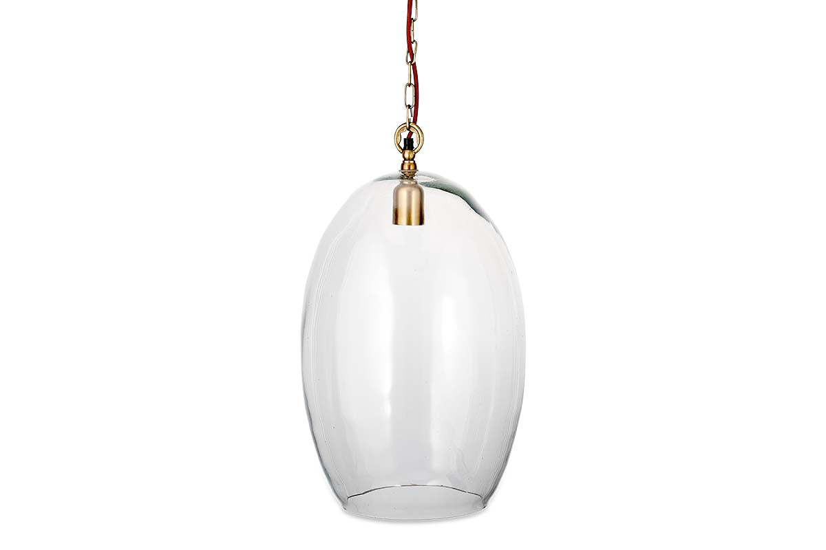 Otoro Recycled Glass Pendant - Clear - Large Oval-nkuku