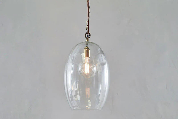 Otoro Recycled Glass Pendant - Clear - Large Oval-nkuku