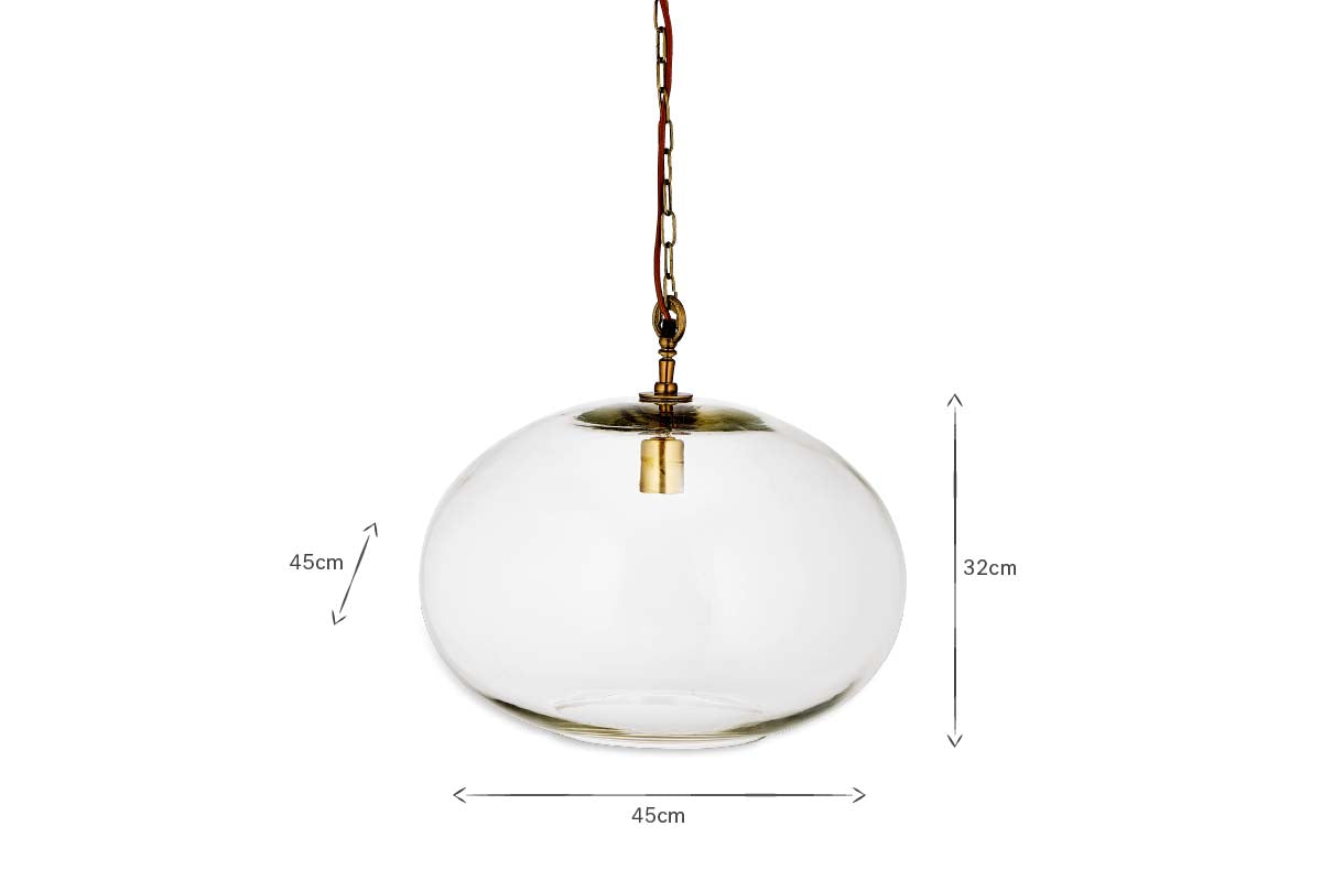 Otoro Recycled Glass Pendant - Clear - Large Round-nkuku