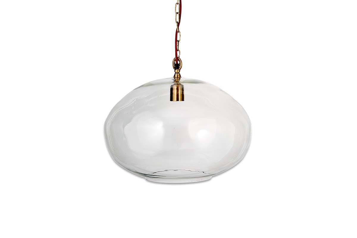 Otoro Recycled Glass Pendant - Clear - Large Round-nkuku