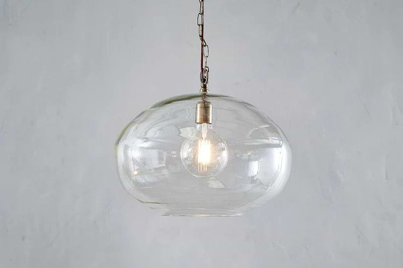 Otoro Recycled Glass Pendant - Clear - Large Round-nkuku