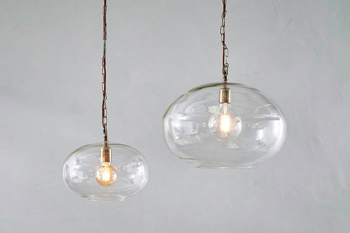 Otoro Recycled Glass Pendant - Clear - Small Round-nkuku