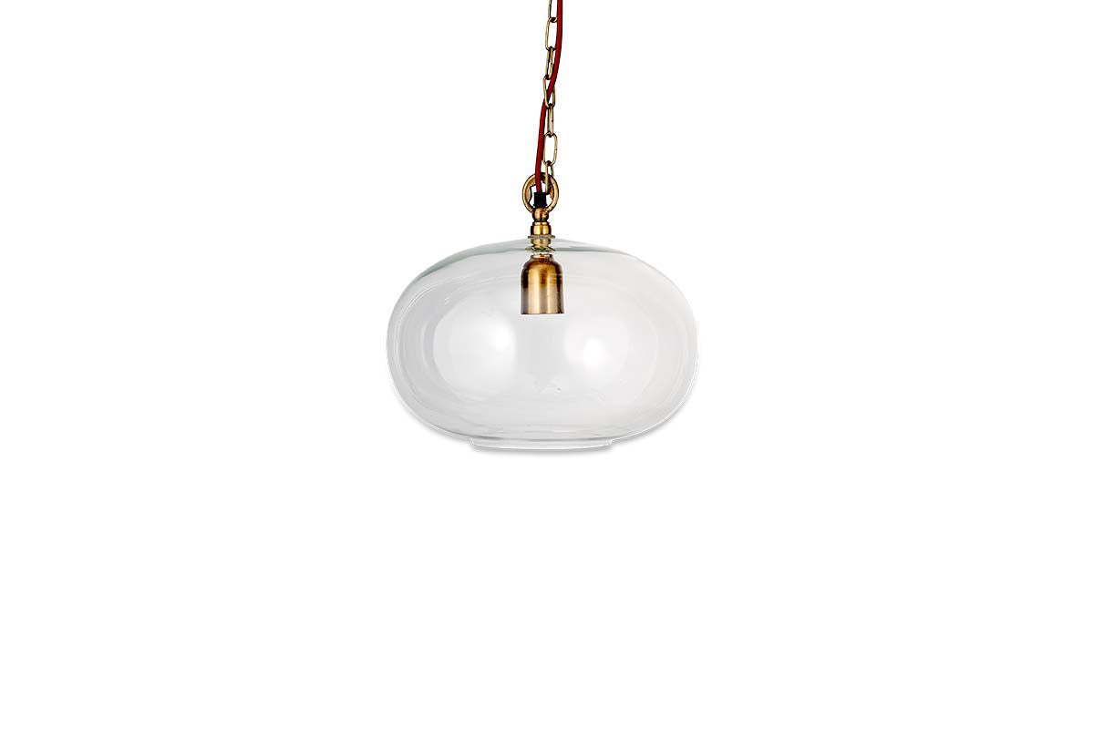 Otoro Recycled Glass Pendant - Clear - Small Round-nkuku