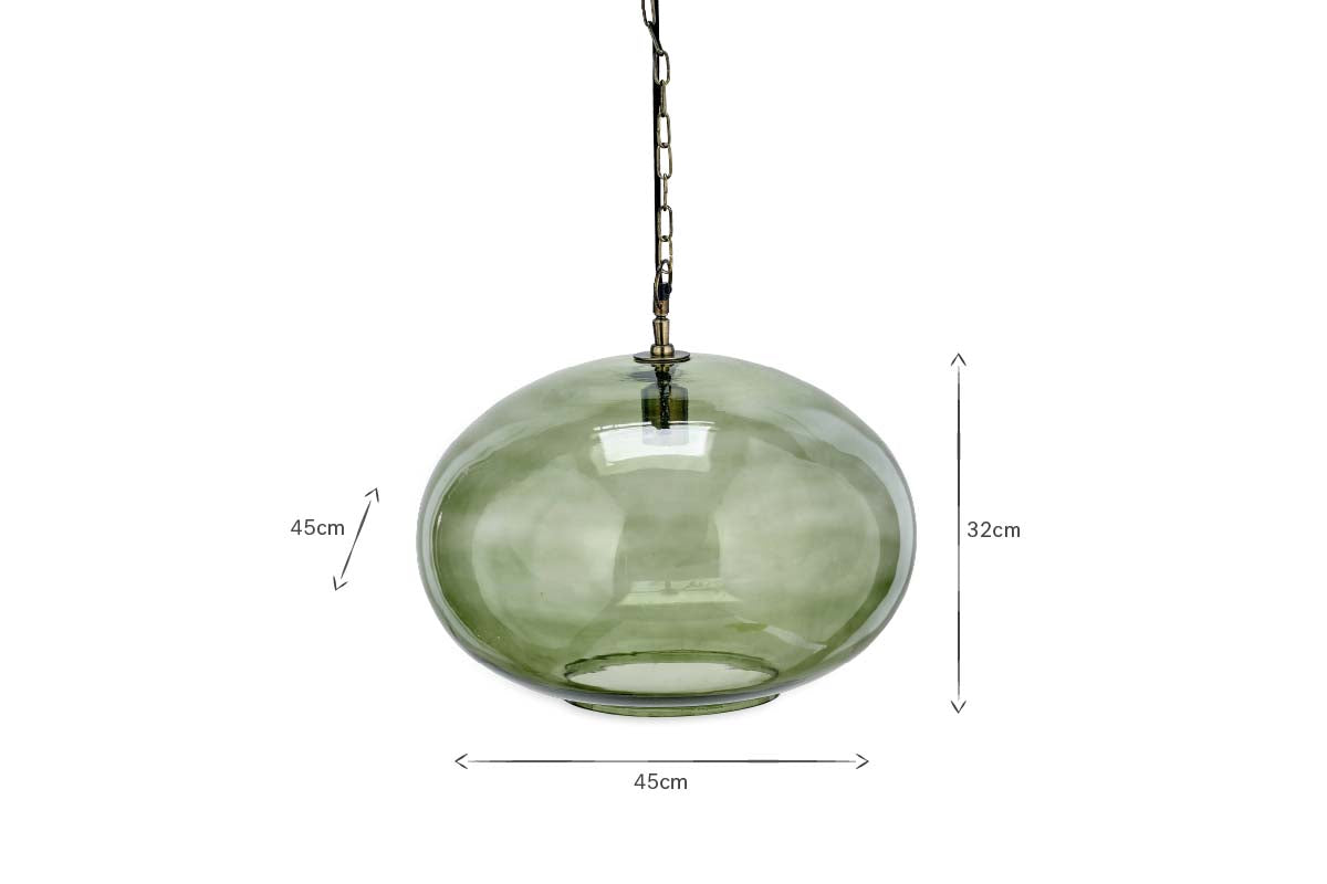 Otoro Recycled Glass Pendant - Green - Large Round-nkuku