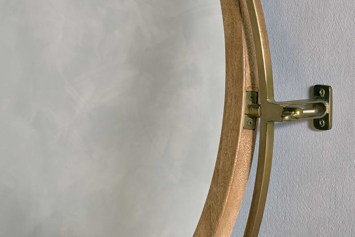 Parutti Mango Wood & Iron Round Swivel Mirror - Natural