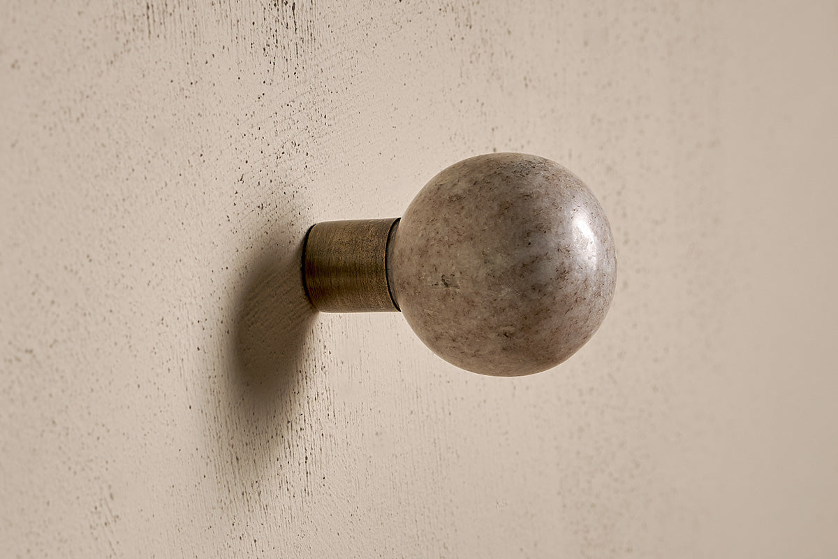 Paladi Marble & Iron Round Hook - Grey