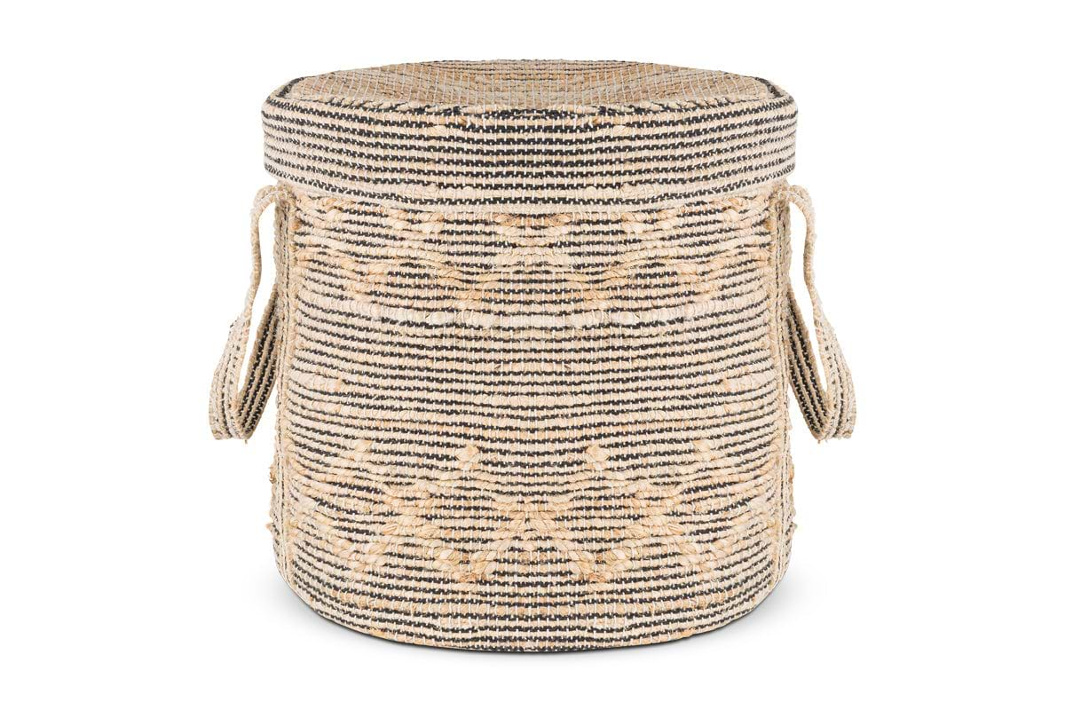 Padla Cotton & Jute Laundry Basket - Black & Natural-nkuku