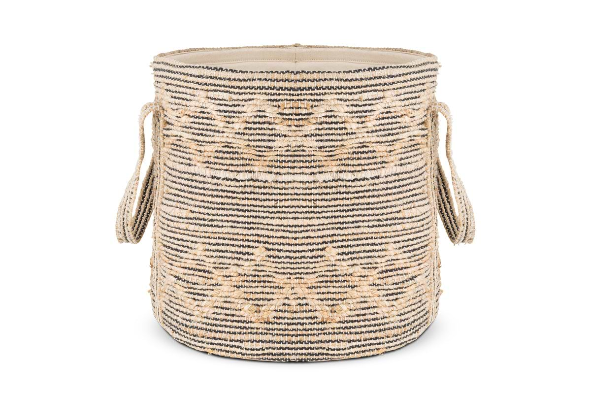 Padla Cotton & Jute Laundry Basket - Black & Natural-nkuku