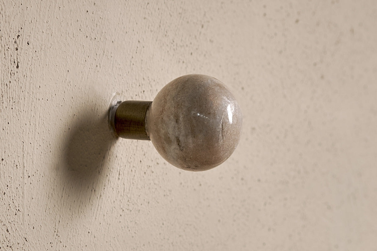 Paladi Marble & Iron Round Hook - Grey-nkuku