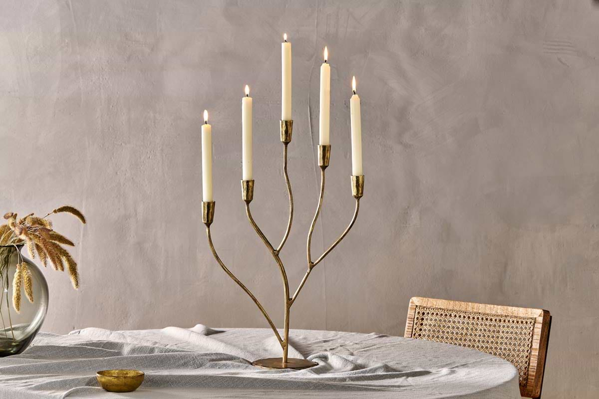 Palani Statement Candelabra - Antique Brass - Large-nkuku