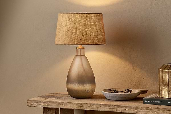 Palla Recycled Glass Table Lamp - Rustic Smoke-nkuku