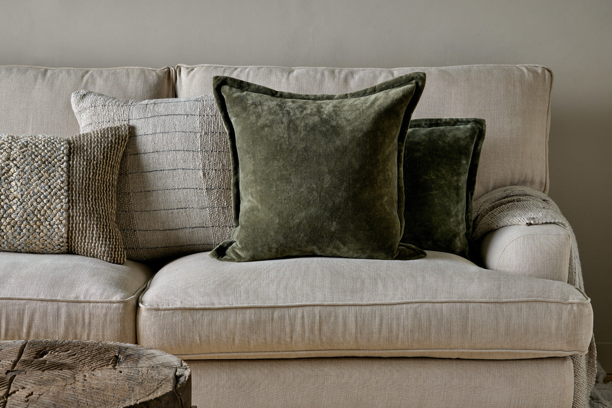 Pilani Velvet & Linen Cushion Cover - Moss-nkuku