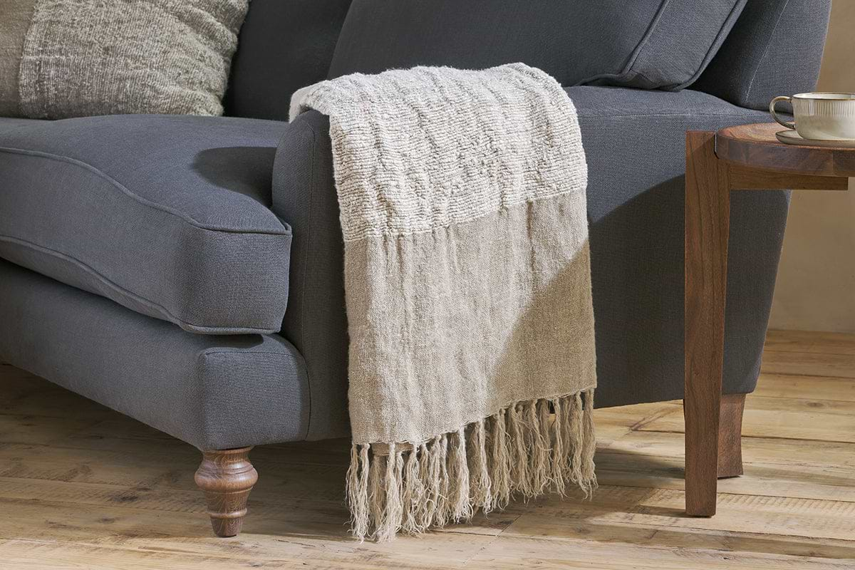 Puli Recycled Linen Throw - Natural-nkuku