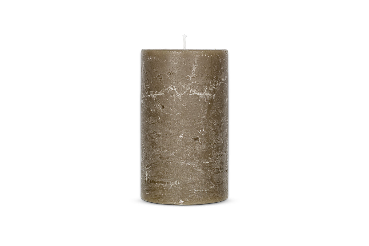 Rustic Soy Blend Pillar Candle - Olive Green - Large