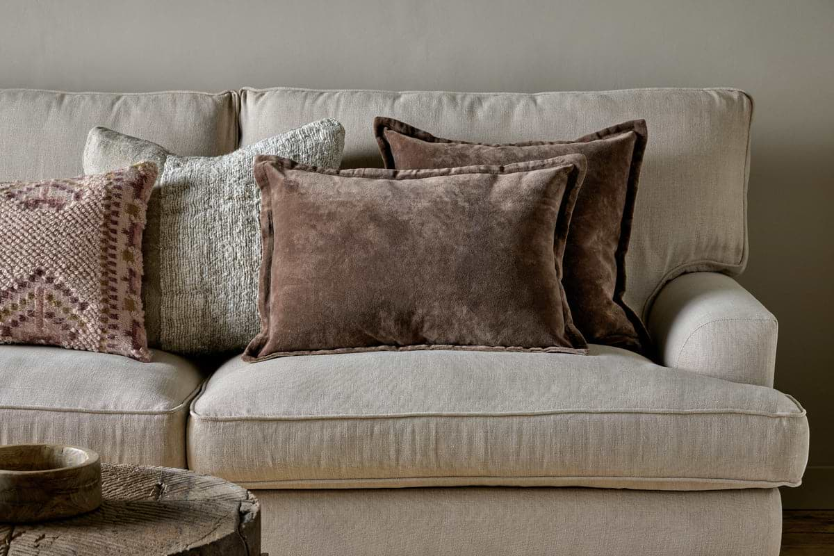 Renwal Velvet & Linen Cushion Cover - Brown