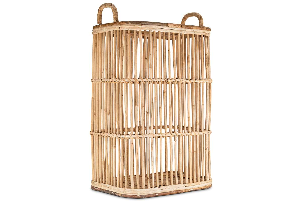 Rammi Rattan Tall Laundry Basket - Natural-nkuku