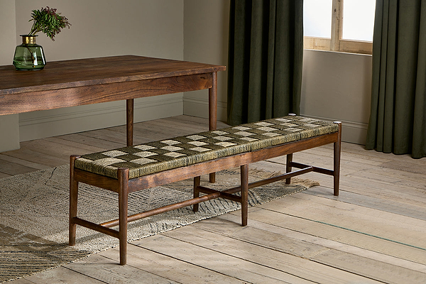 Raunak Acacia Woven Bench - Washed Walnut - Large-nkuku