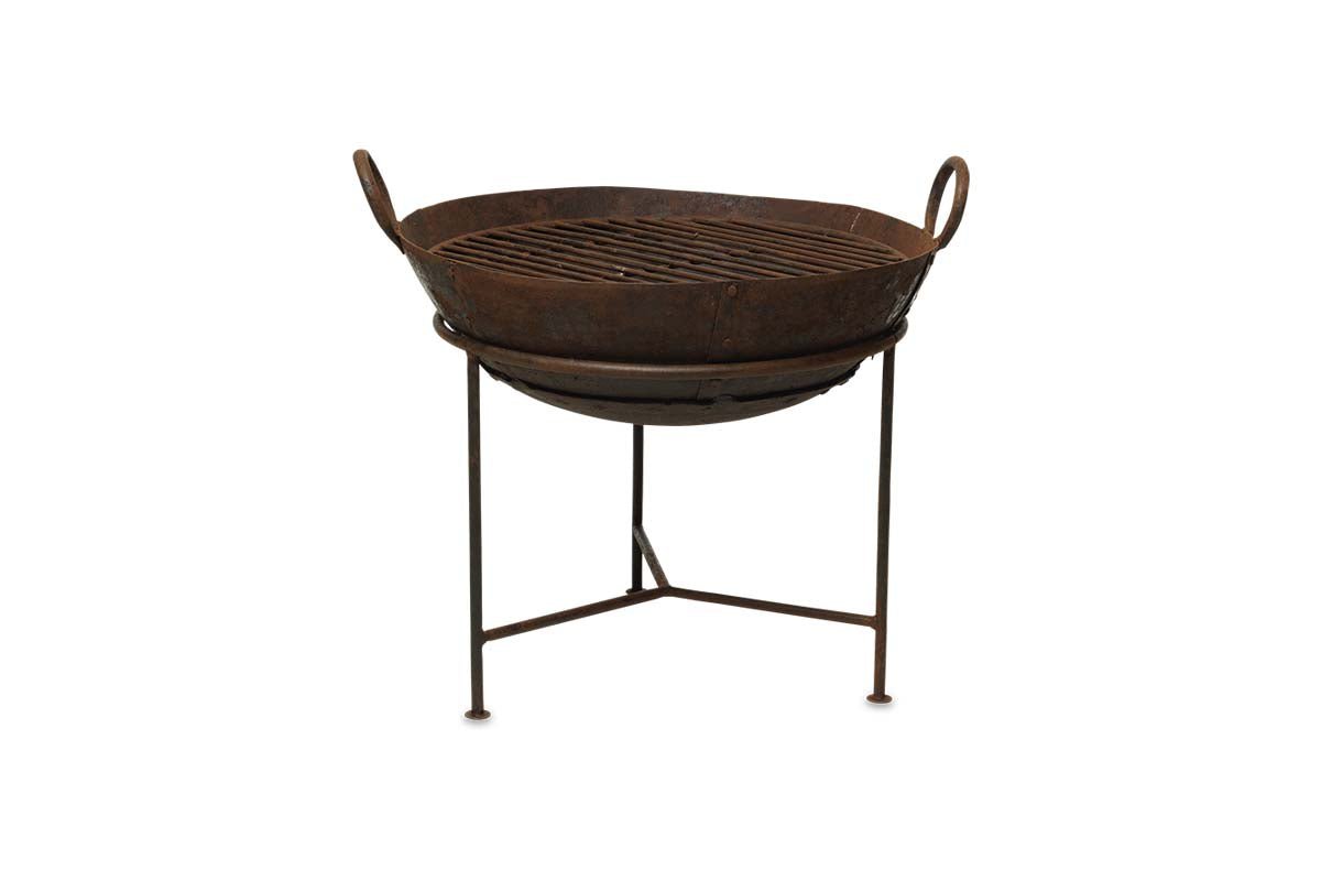 Reclaimed Iron Kadai With Grill - Medium-nkuku