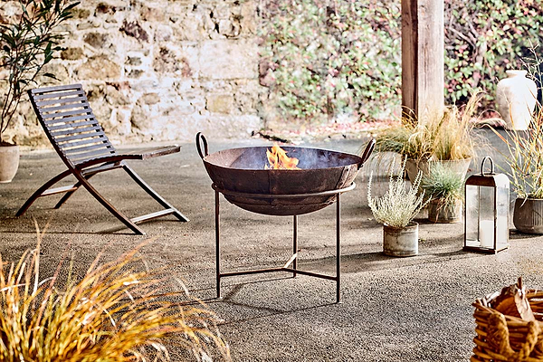 Reclaimed Iron Kadai With Grill - Medium-nkuku