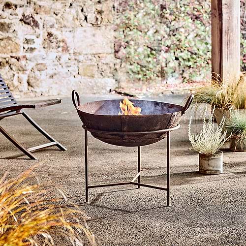 Reclaimed Iron Kadai With Grill - Medium-nkuku