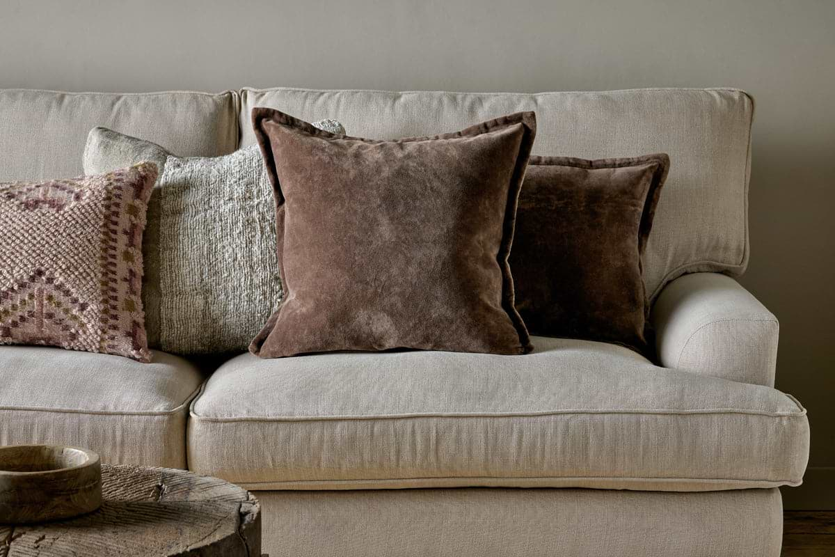 Renwal Velvet & Linen Cushion Cover - Brown-nkuku