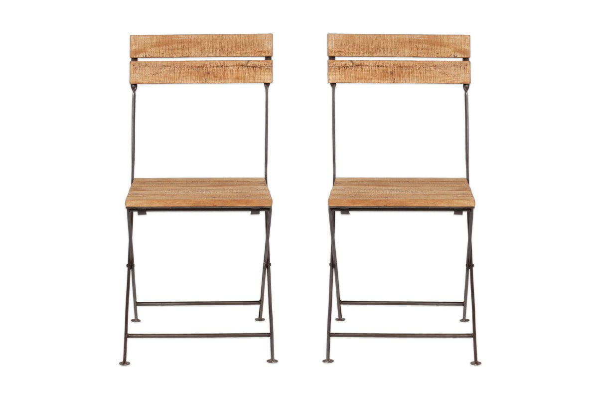 Rishikesh Reclaimed Wood & Iron Folding Chairs - (Set of 2)-nkuku