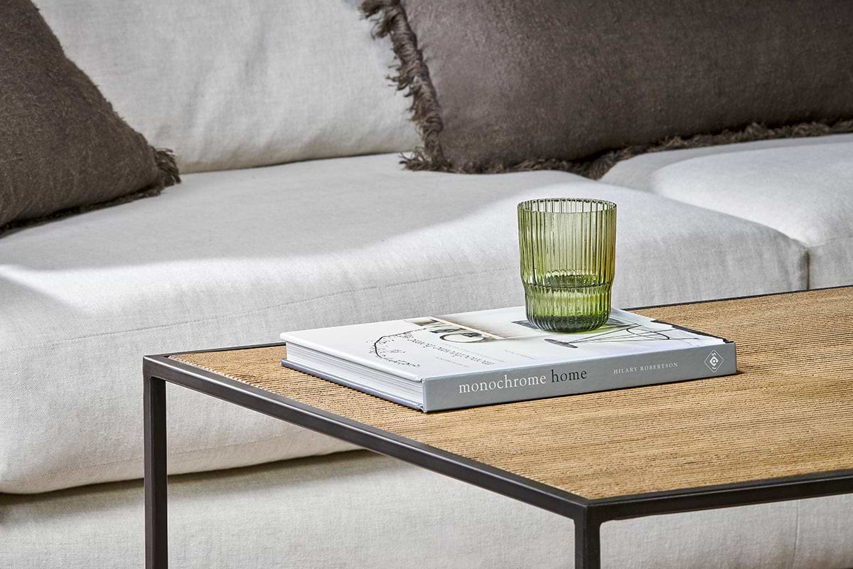 Rishin Grooved Wood Coffee Table - Natural & Gun Metal- nkuku