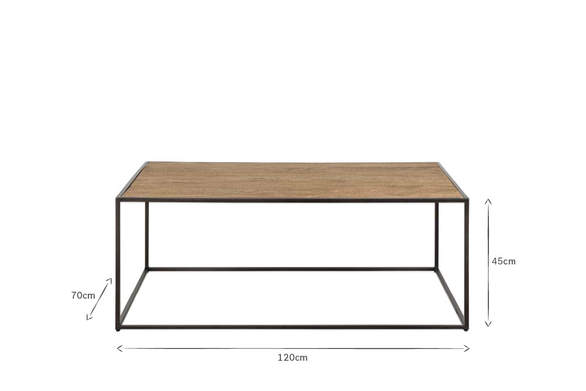 Rishin Grooved Wood Coffee Table - Natural & Gun Metal- nkuku