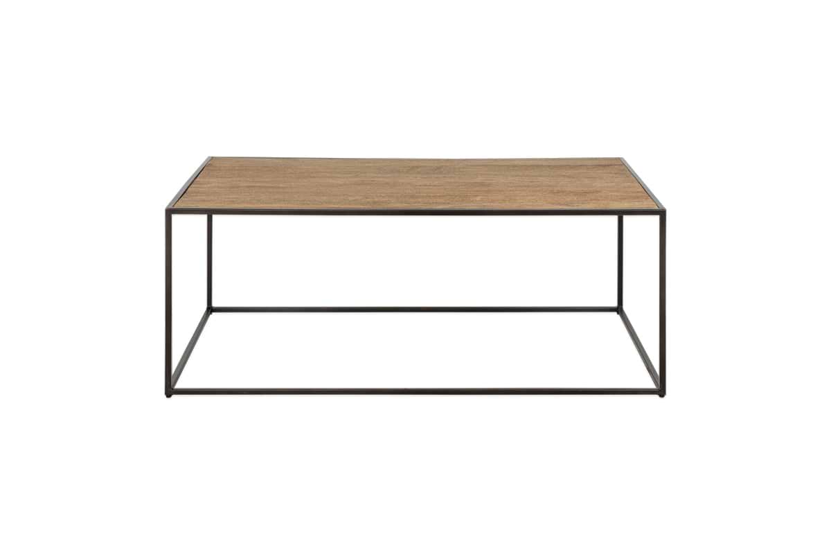 Rishin Grooved Wood Coffee Table - Natural & Gun Metal- nkuku
