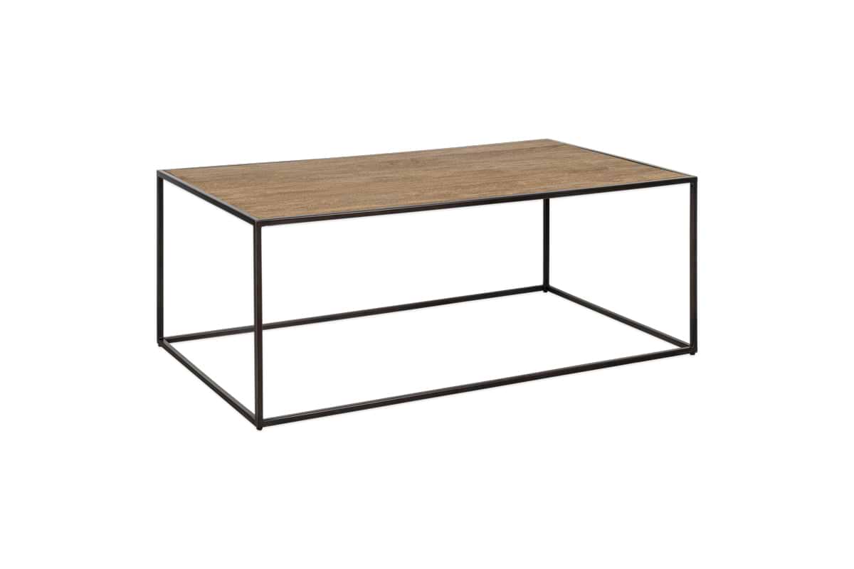 Rishin Grooved Wood Coffee Table - Natural & Gun Metal- nkuku