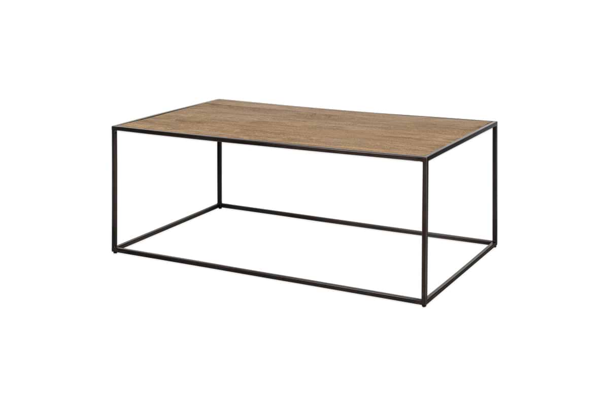 Rishin Grooved Wood Coffee Table - Natural & Gun Metal- nkuku