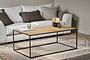 Rishin Grooved Wood Coffee Table - Natural & Gun Metal- nkuku