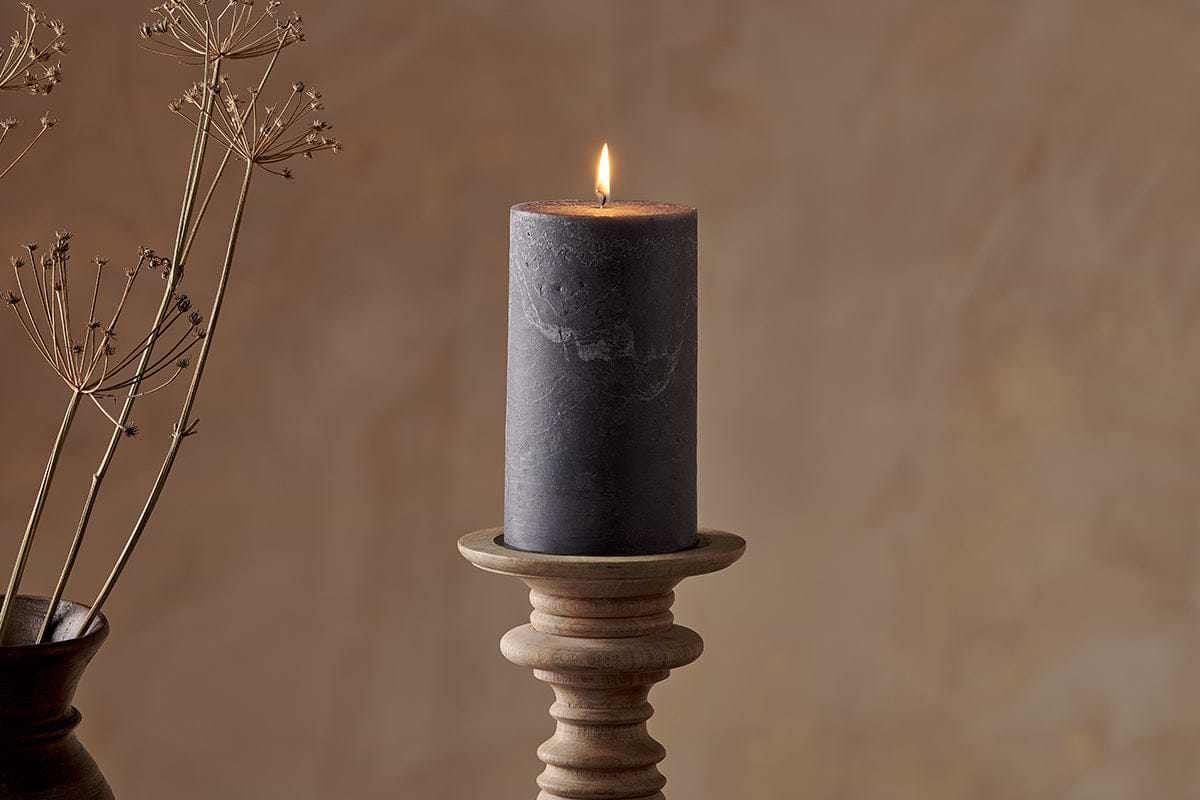 Rustic Soy Blend Pillar Candle - Charcoal - Large-nkuku