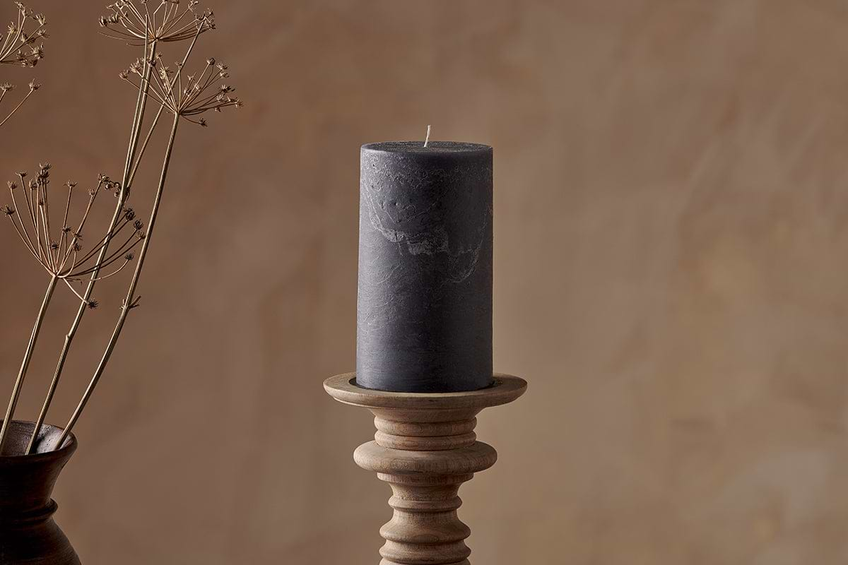 Rustic Soy Blend Pillar Candle - Charcoal - Large-nkuku