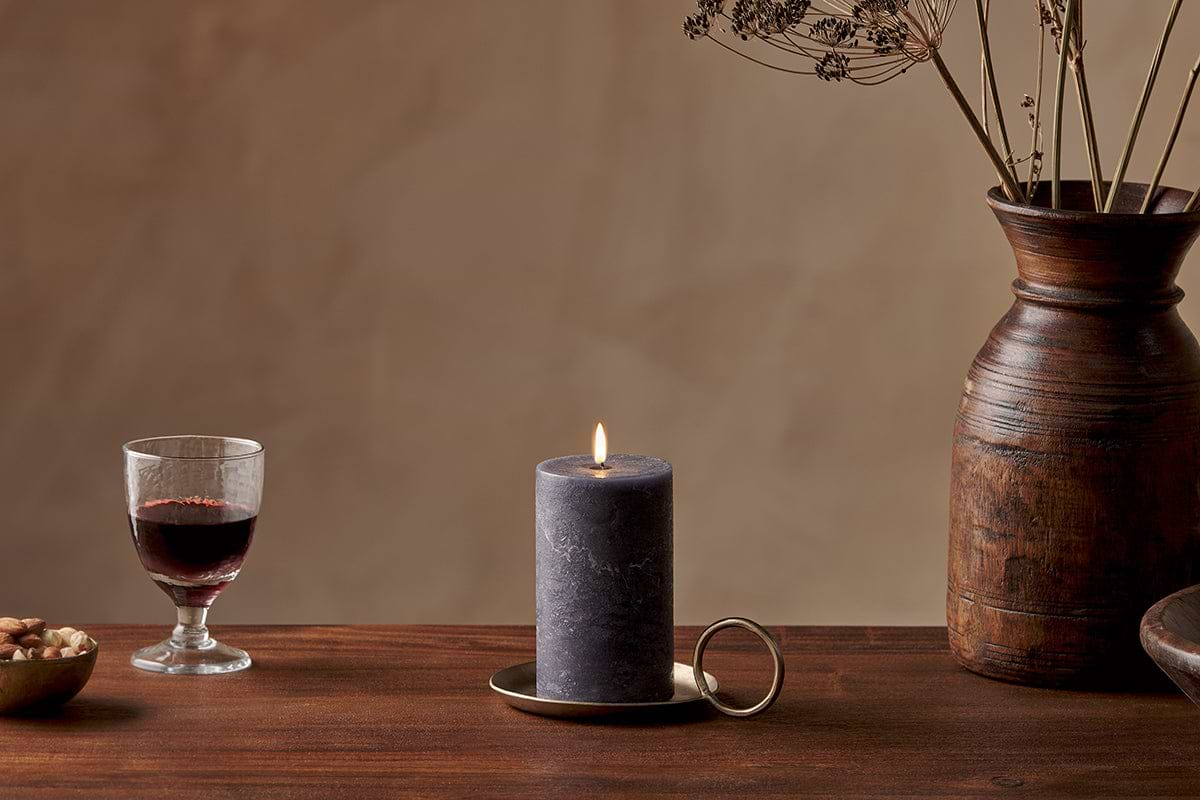 Rustic Soy Blend Pillar Candle - Charcoal - Small-nkuku