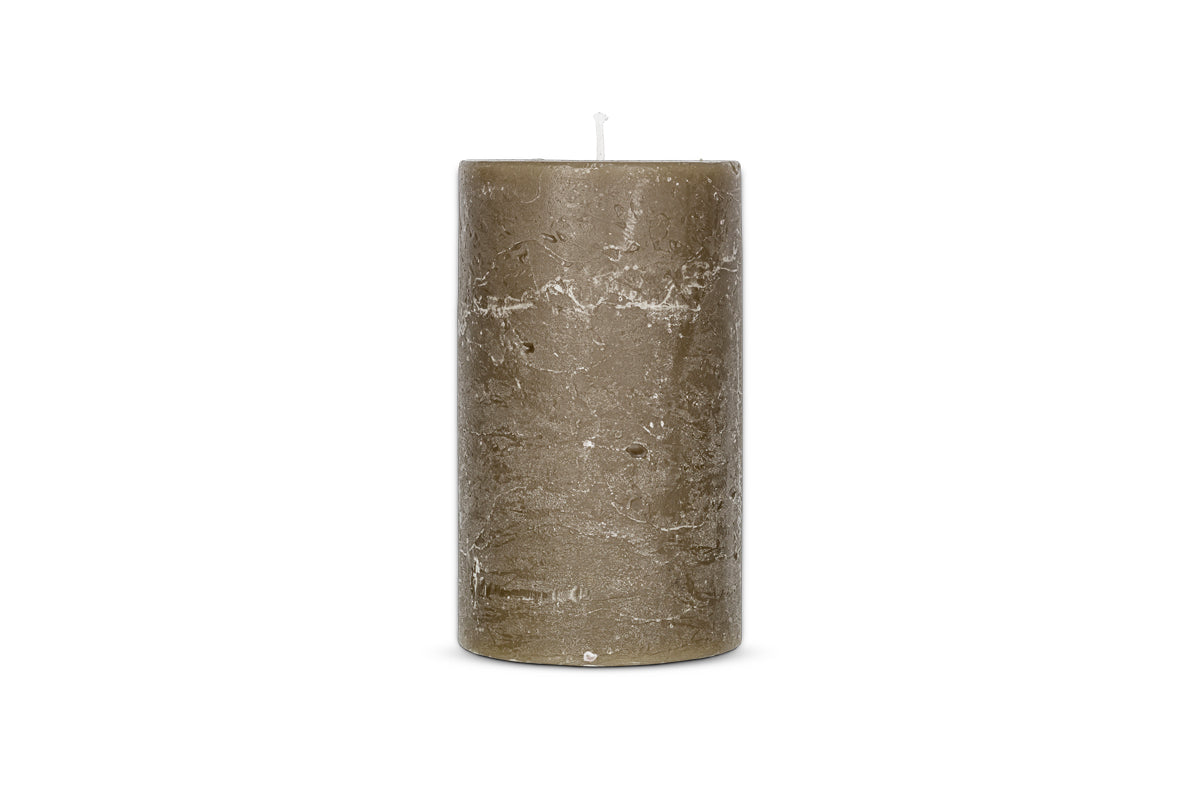 Rustic Soy Blend Pillar Candle - Olive Green - Large-nkuku