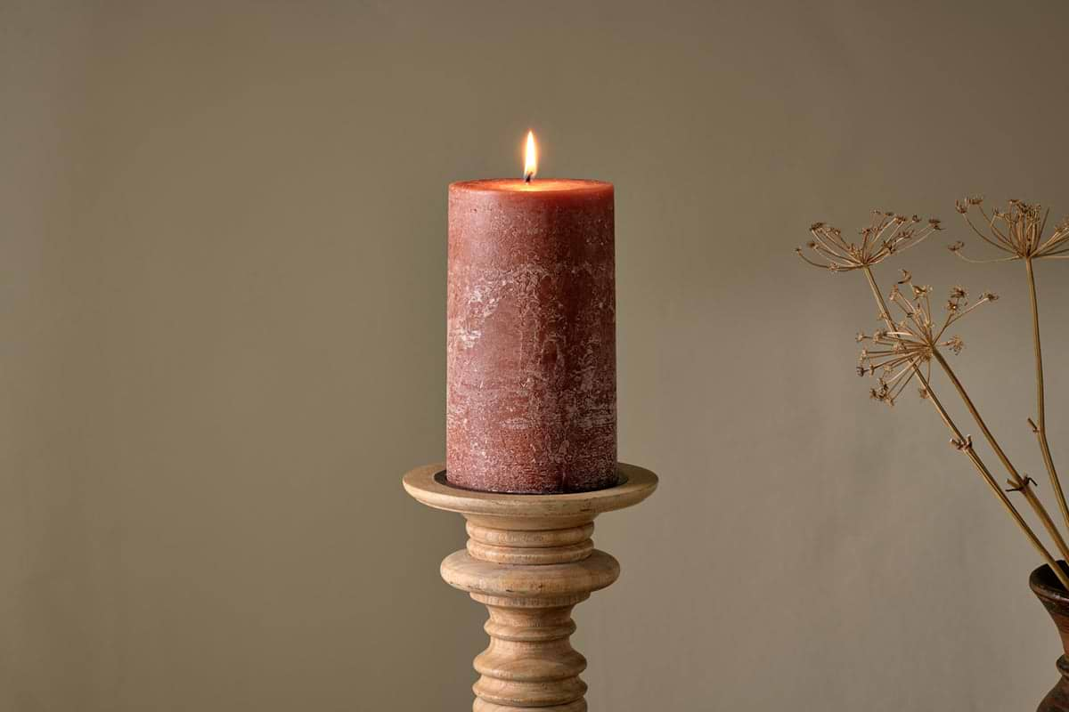 Rustic Soy Blend Pillar Candle - Rust - Large-nkuku