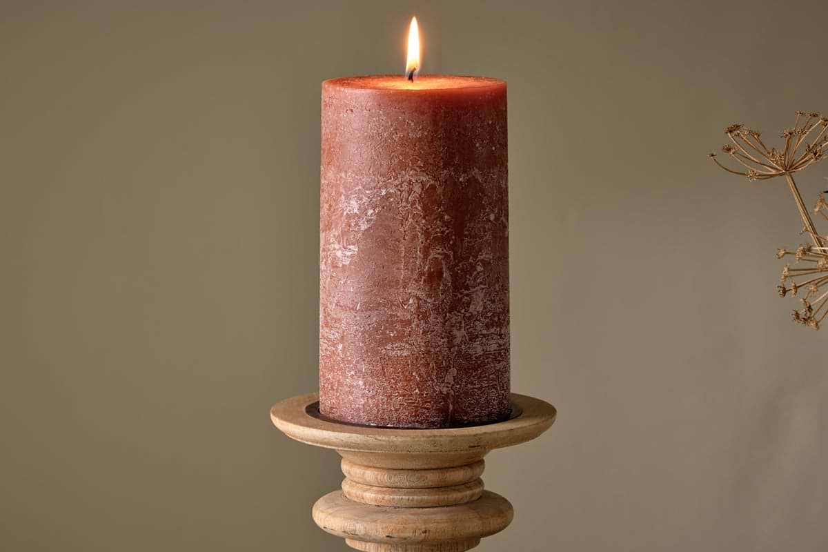 Rustic Soy Blend Pillar Candle - Rust - Large-nkuku